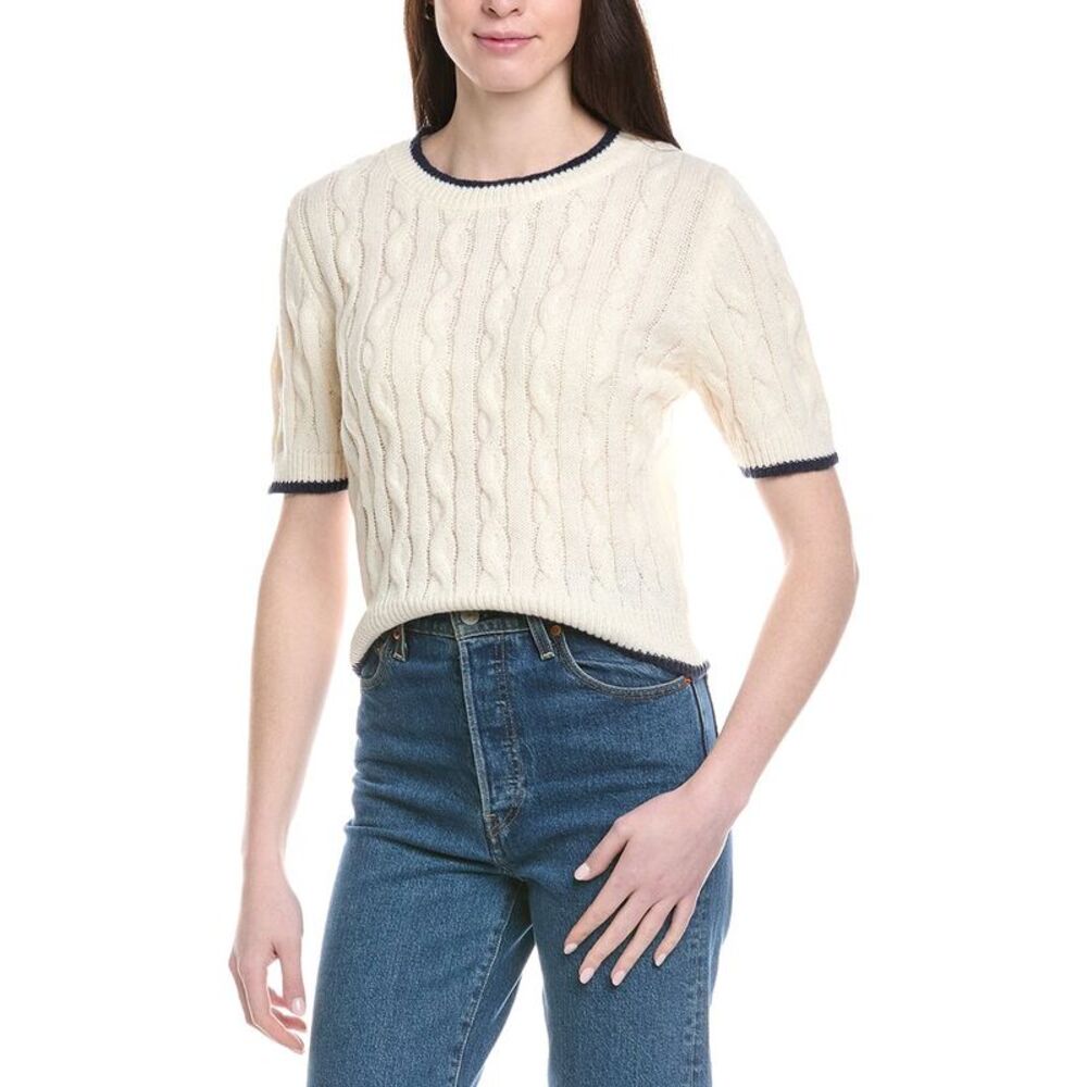 Line & Dot Womens  Collegiate Sweater Top, White